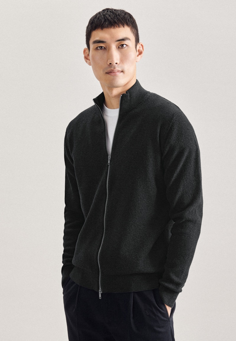 Stand-Up Collar Knit Jacket