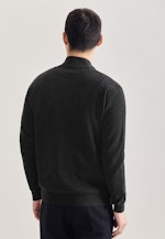 Stand-Up Collar Knit Jacket Uni in Grey |  Seidensticker Onlineshop