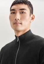Stand-Up Collar Knit Jacket Uni in Grey |  Seidensticker Onlineshop