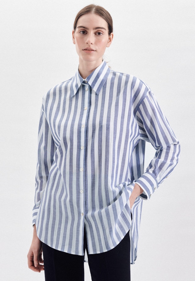 Collar Long Blouse in Medium Blue |  Seidensticker Onlineshop