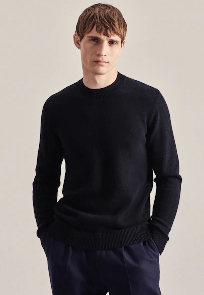 Crew Neck Pullover Uni in Dark Blue |  Seidensticker Onlineshop