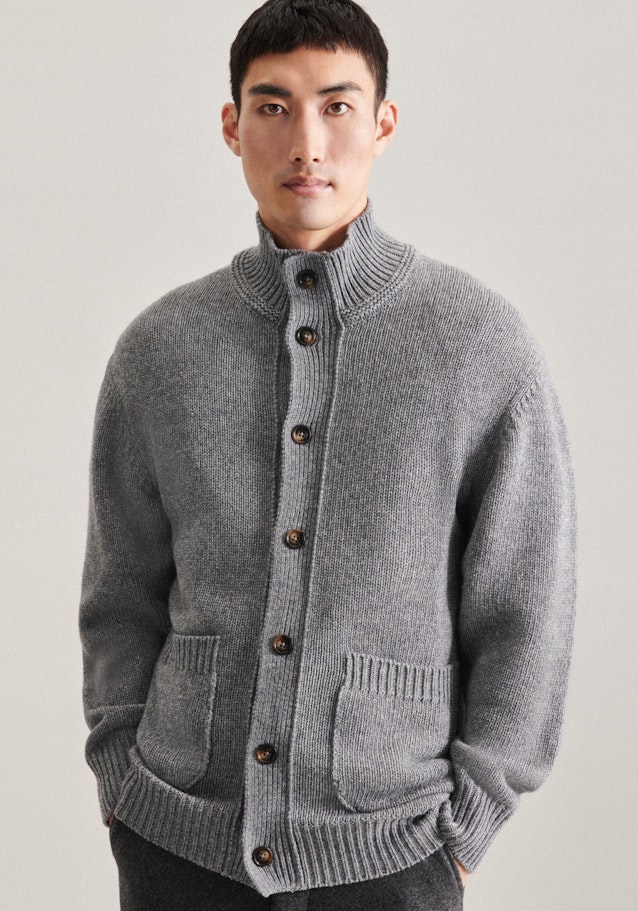 Stand-Up Collar Knit Jacket in Grey | Seidensticker Onlineshop
