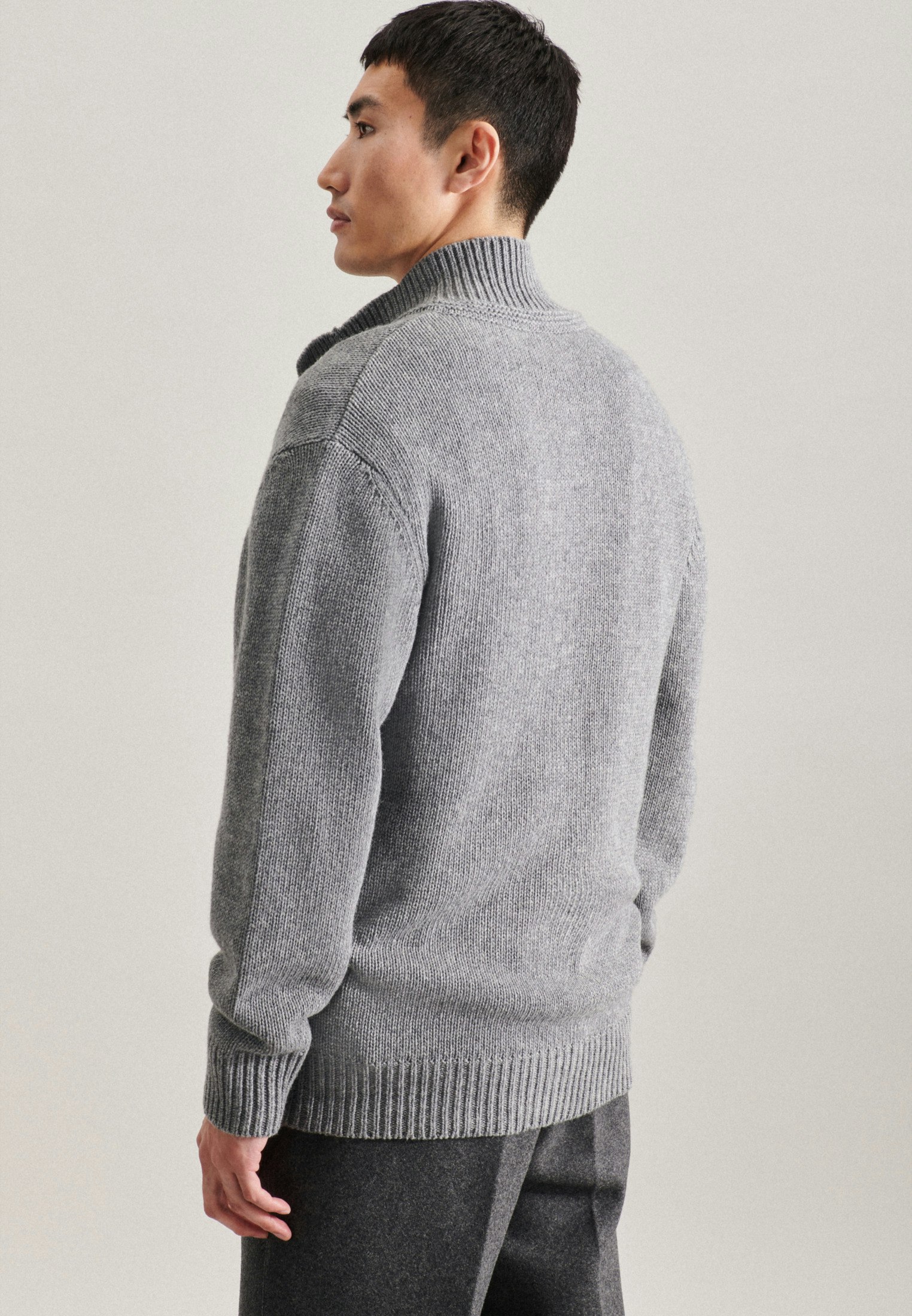 Men Long sleeve Knit Jacket grey | Seidensticker