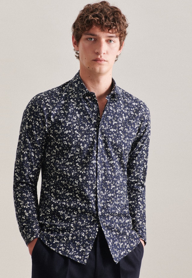 Regular Casual shirt Print in Dark Blue |  Seidensticker Onlineshop