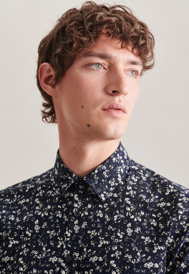 Regular Casual shirt Print in Dark Blue |  Seidensticker Onlineshop