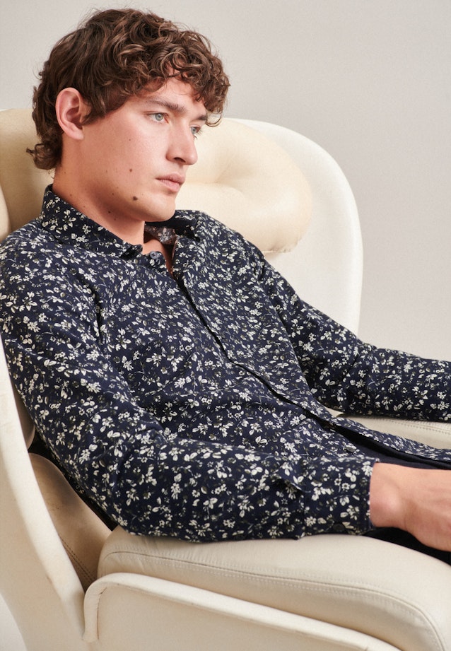 Regular Casual shirt Print in Dark Blue |  Seidensticker Onlineshop