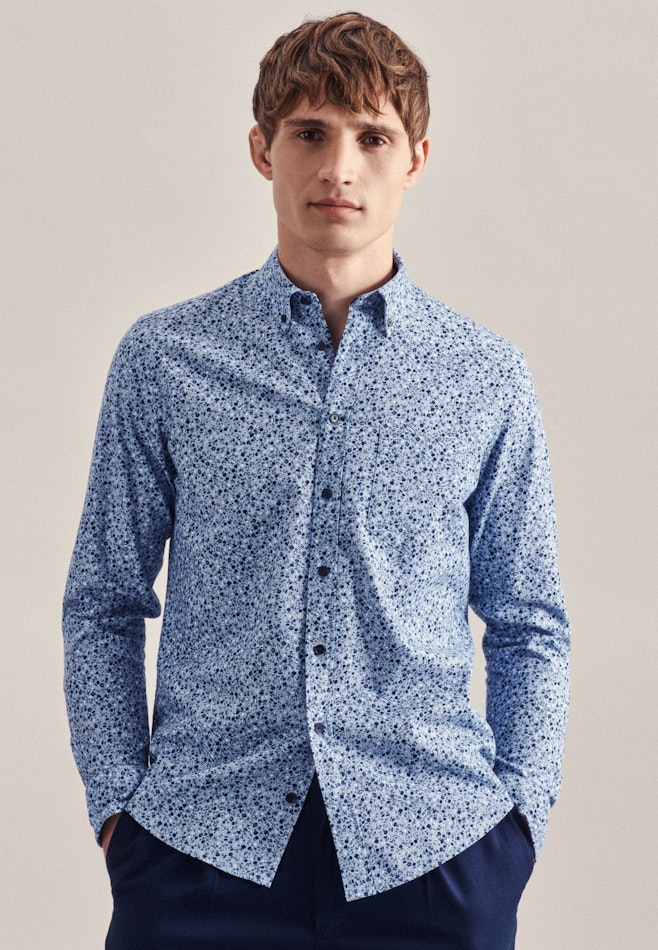 Twill Casual Hemd in Regular mit Button-Down-Kragen in Hellblau | Seidensticker Onlineshop