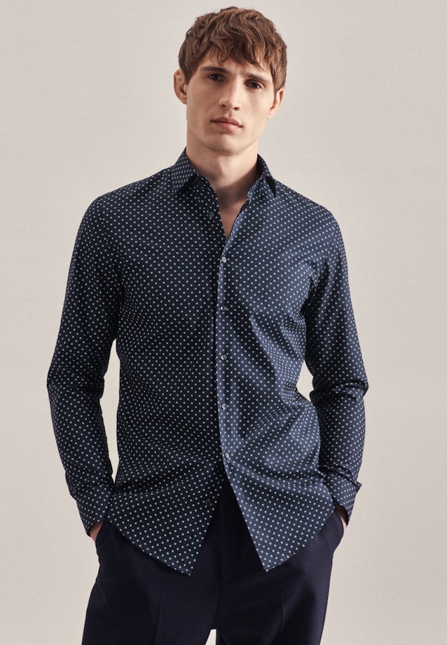 Chemise Business Slim Twill (sergé) Col Kent in Bleu Foncé |  Seidensticker Onlineshop