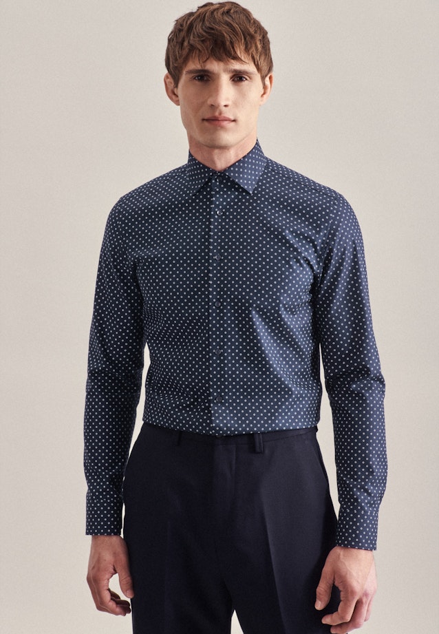 Chemise Business Slim Twill (sergé) Col Kent in Bleu Foncé |  Seidensticker Onlineshop