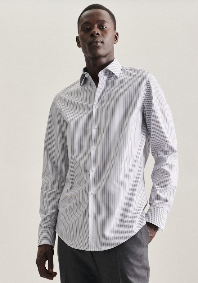 Non-iron Poplin Business Shirt in Slim with Kent-Collar in Grey | Seidensticker Onlineshop
