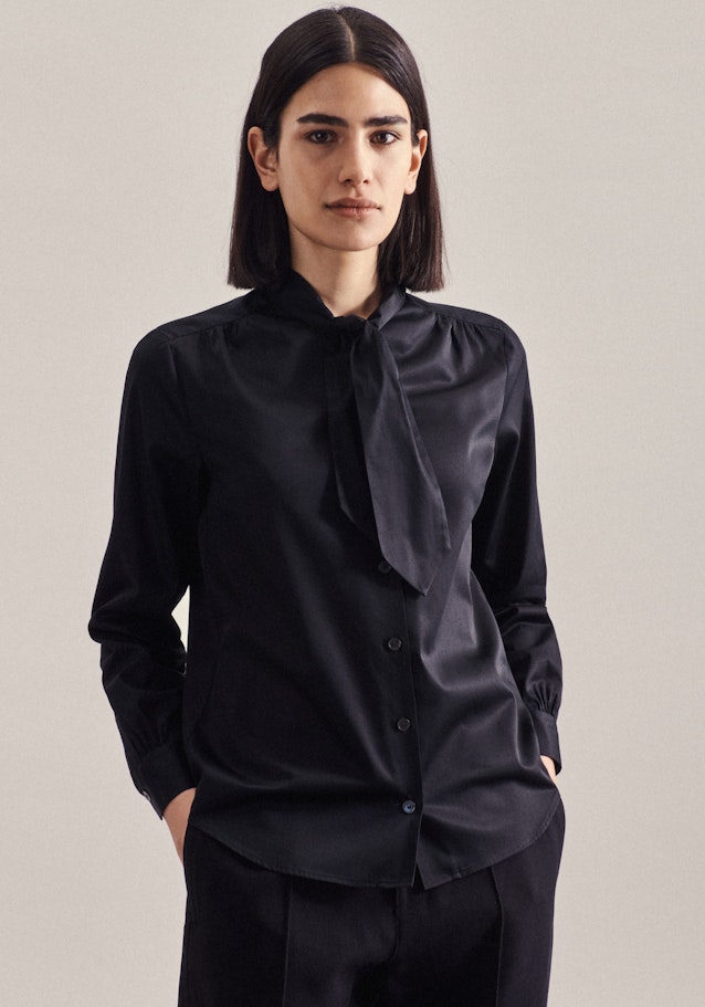 Long sleeve Satin Tie-Neck Blouse in Black | Seidensticker Onlineshop