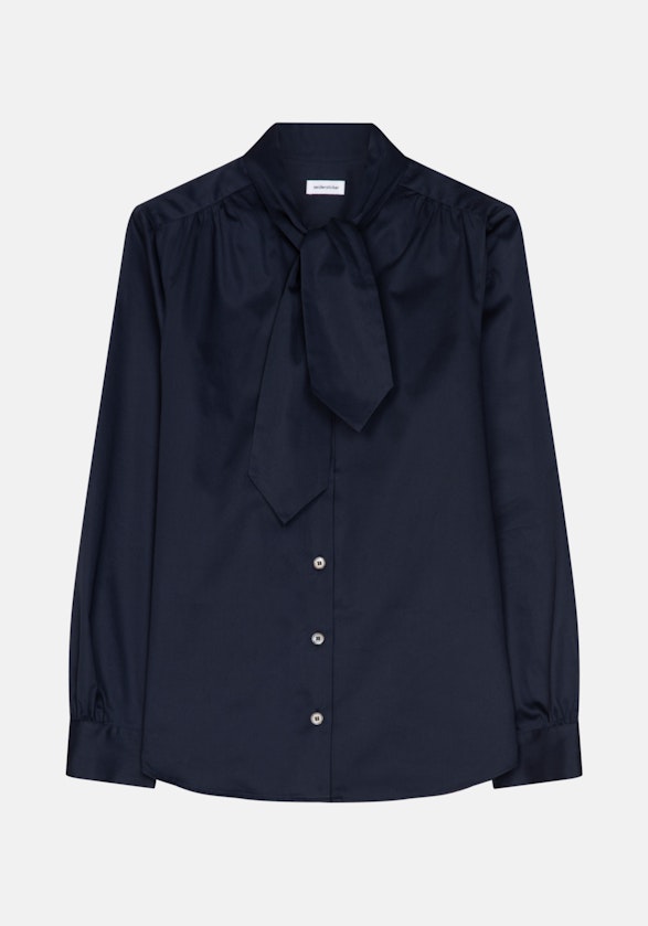 Long sleeve Satin Tie-Neck Blouse in Dark Blue |  Seidensticker Onlineshop