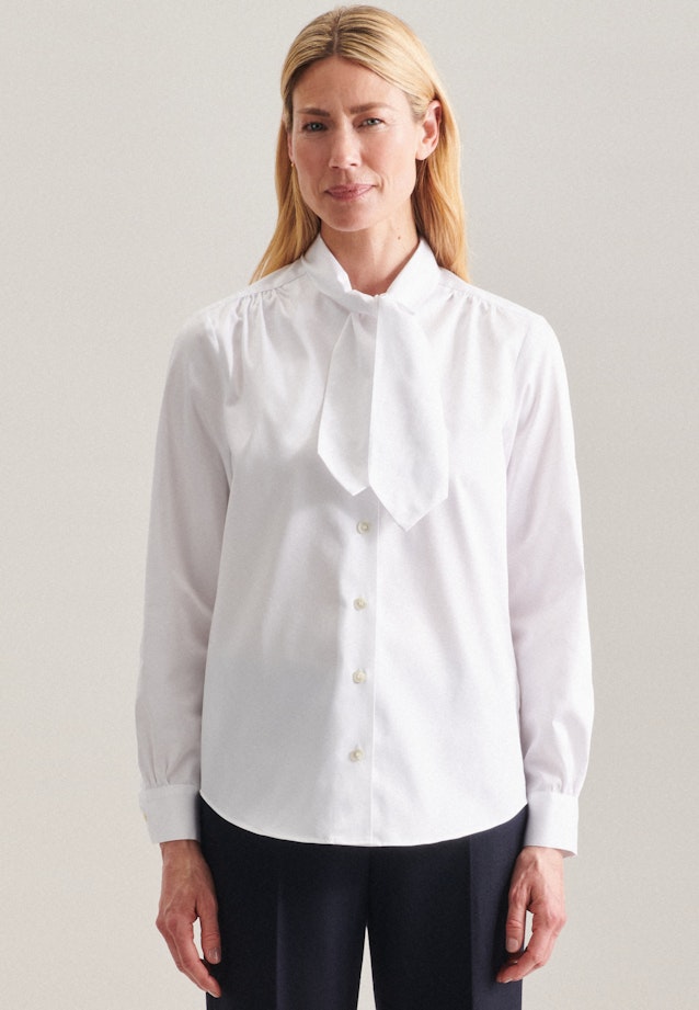 lange Arm Satin Blouse Met Volant in Wit |  Seidensticker Onlineshop