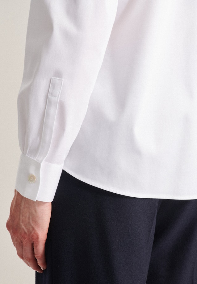 Long sleeve Satin Tie-Neck Blouse in White |  Seidensticker Onlineshop