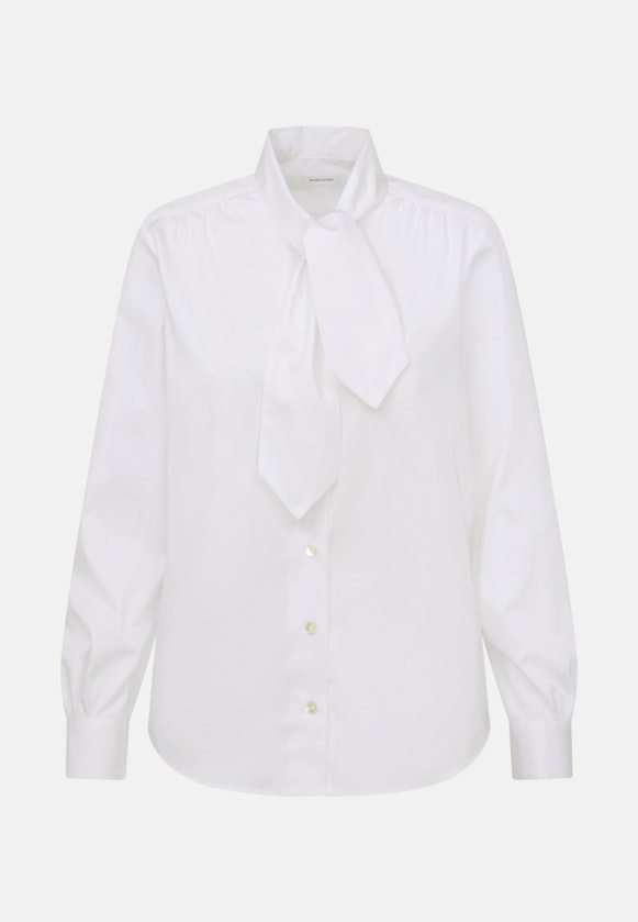 Long sleeve Satin Tie-Neck Blouse in White |  Seidensticker Onlineshop