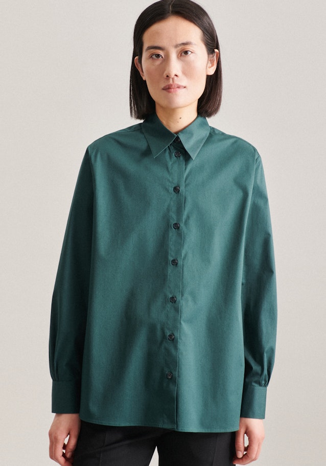 Lange mouwen Popeline Shirtblouse in Groen |  Seidensticker Onlineshop