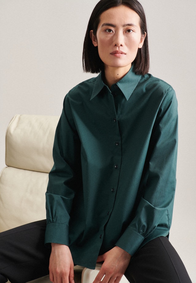 Long sleeve Poplin Shirt Blouse in Green |  Seidensticker Onlineshop