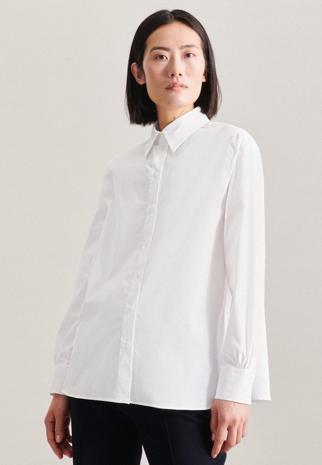 Lange mouwen Popeline Shirtblouse in Wit | Seidensticker online winkel