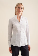 Goblet collar blouse with stretch slim fit in White |  Seidensticker Onlineshop