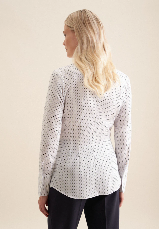 Goblet collar blouse with stretch slim fit in White |  Seidensticker Onlineshop