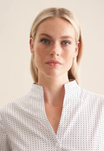 Goblet collar blouse with stretch slim fit in White |  Seidensticker Onlineshop