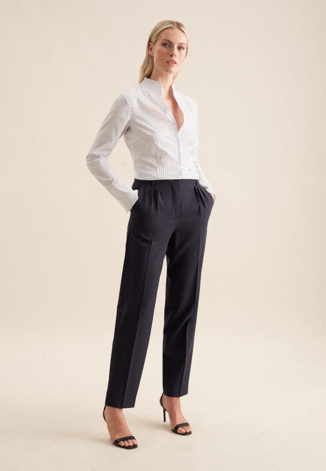 Goblet collar blouse with stretch slim fit in White |  Seidensticker Onlineshop