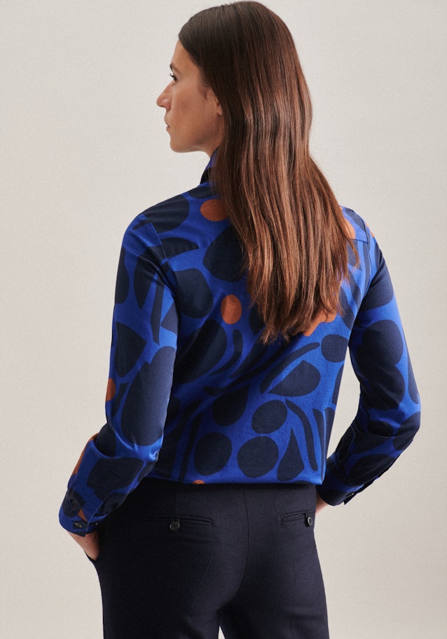 Long sleeve Satin Shirt Blouse in Medium Blue | Seidensticker Onlineshop