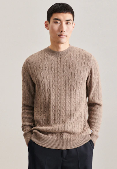 Crew Neck Pullover Uni in Brown |  Seidensticker Onlineshop