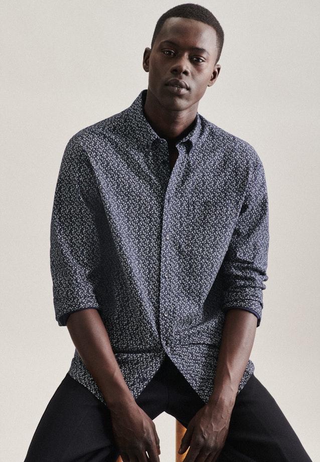 Regular Casual Hemd Druck in Dunkelblau |  Seidensticker Onlineshop