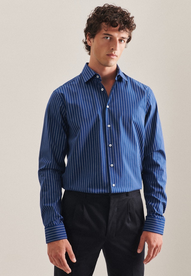 Regular Chemise d'affaires rayures in Bleu Moyen |  Seidensticker Onlineshop
