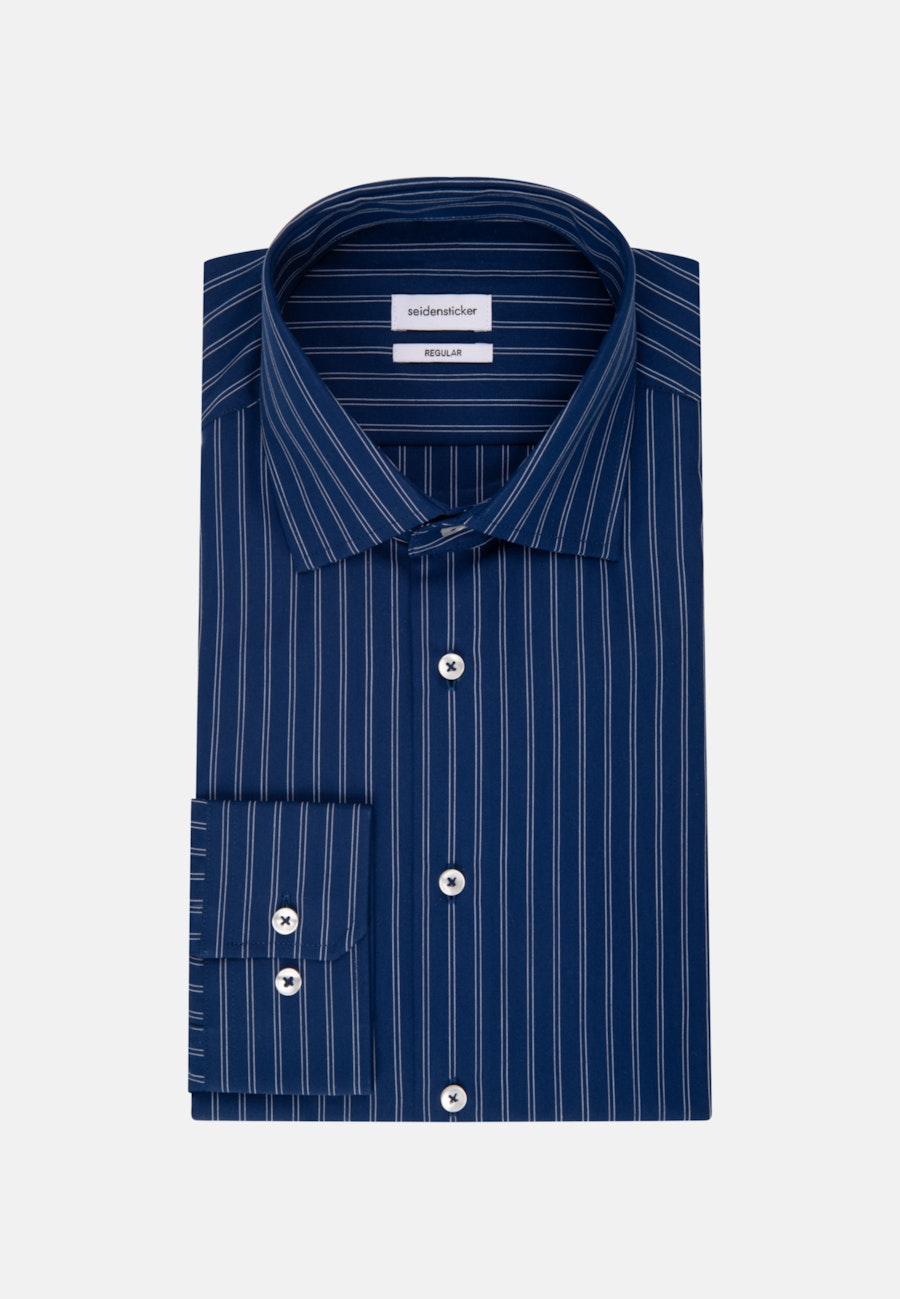 Popeline Business Hemd in Regular mit Kentkragen und extra langem Arm in Mittelblau |  Seidensticker Onlineshop