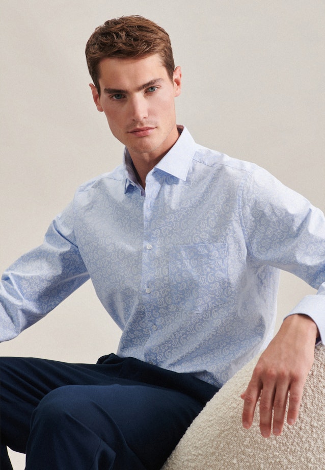 Regular Chemise d'affaires Imprimé in Bleu Clair |  Seidensticker Onlineshop