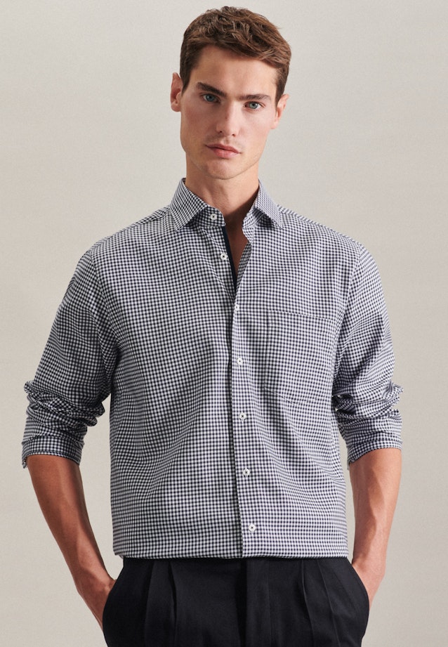 Regular Chemise d'affaires carreaux in Bleu Foncé |  Seidensticker Onlineshop