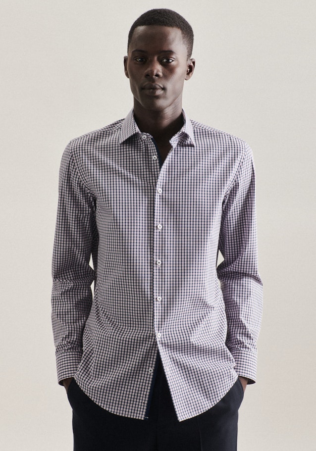 Easy-iron Poplin Business Shirt in Slim with Kent-Collar in Dark Blue | Seidensticker Onlineshop