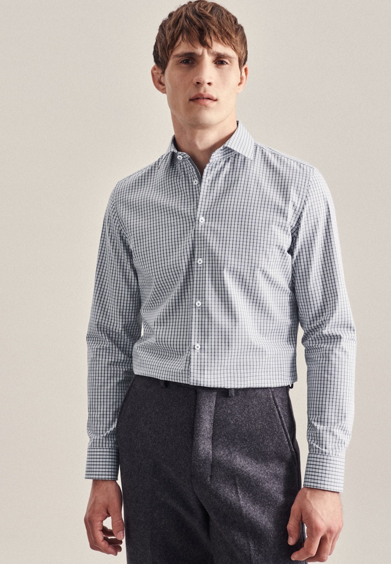 Easy-iron Poplin Business Shirt in Slim with Kent-Collar
