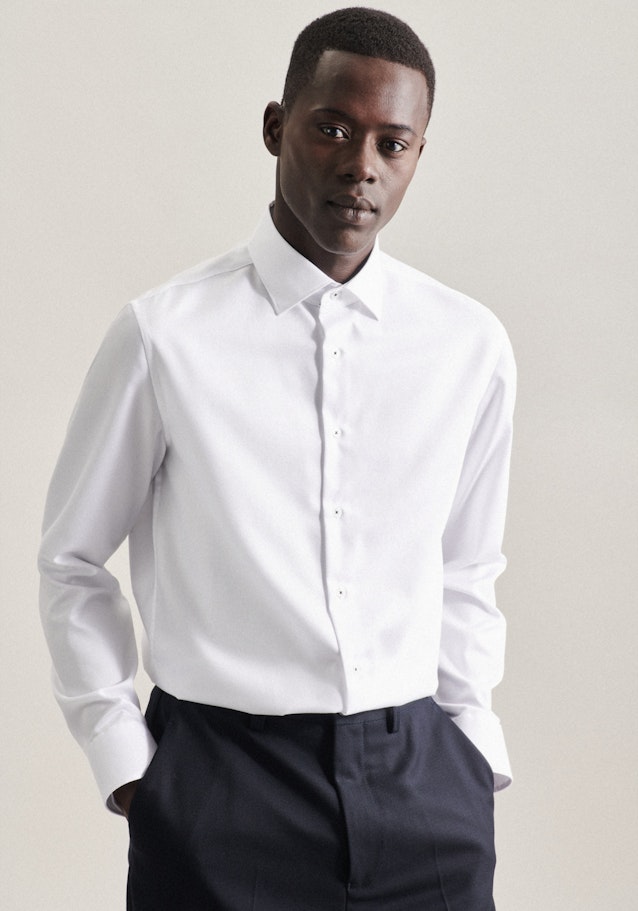 Non-iron Twill Business Shirt in Shaped with Kent-Collar in White |  Seidensticker Onlineshop