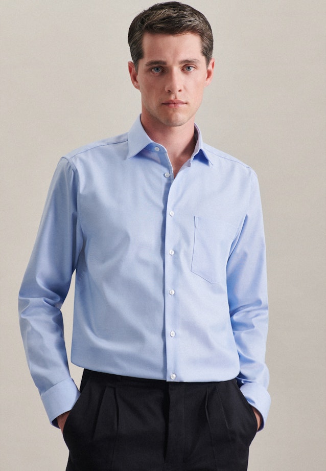 Regular Chemise d'affaires Uni in Bleu Clair |  Seidensticker Onlineshop
