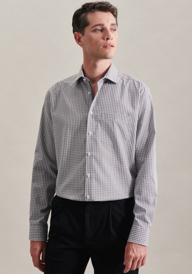 Easy-iron Poplin Business Shirt in Regular with Kent-Collar in Grey |  Seidensticker Onlineshop