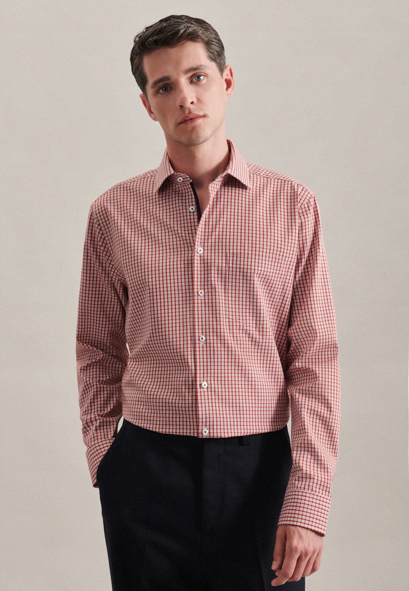 Easy-iron Poplin Business Shirt in Regular with Kent-Collar