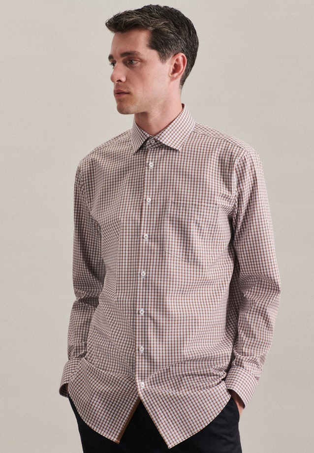 Regular Business shirt Check in Brown |  Seidensticker Onlineshop