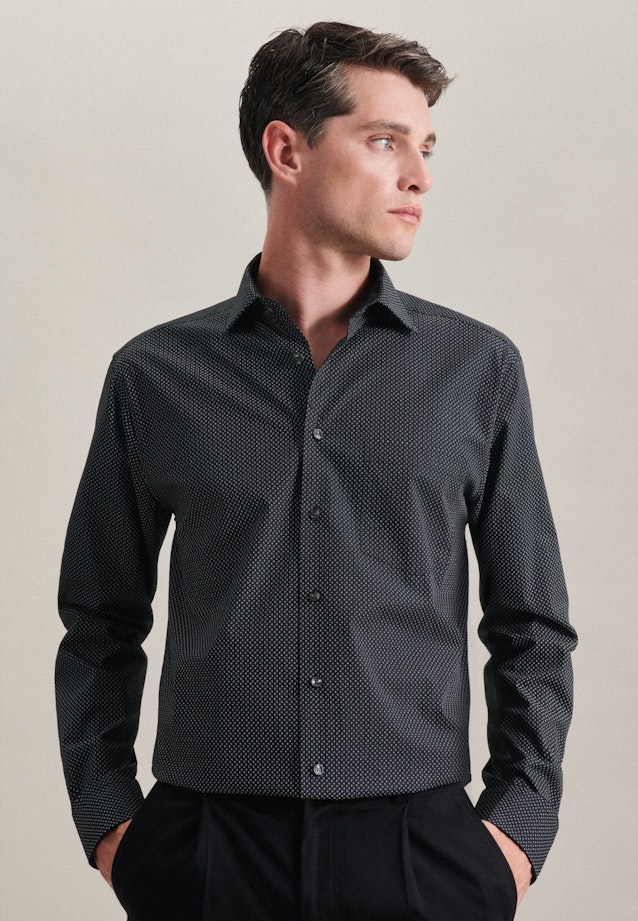 Business Shirt in Regular with Kent-Collar in Black |  Seidensticker Onlineshop