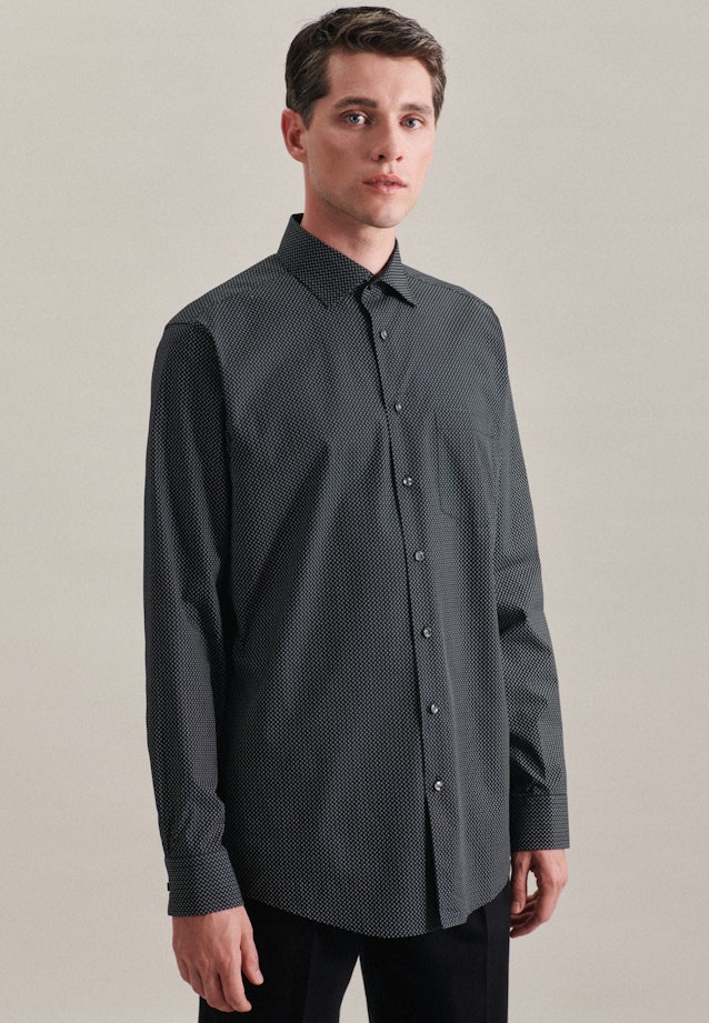 Regular Business shirt Print in Black |  Seidensticker Onlineshop