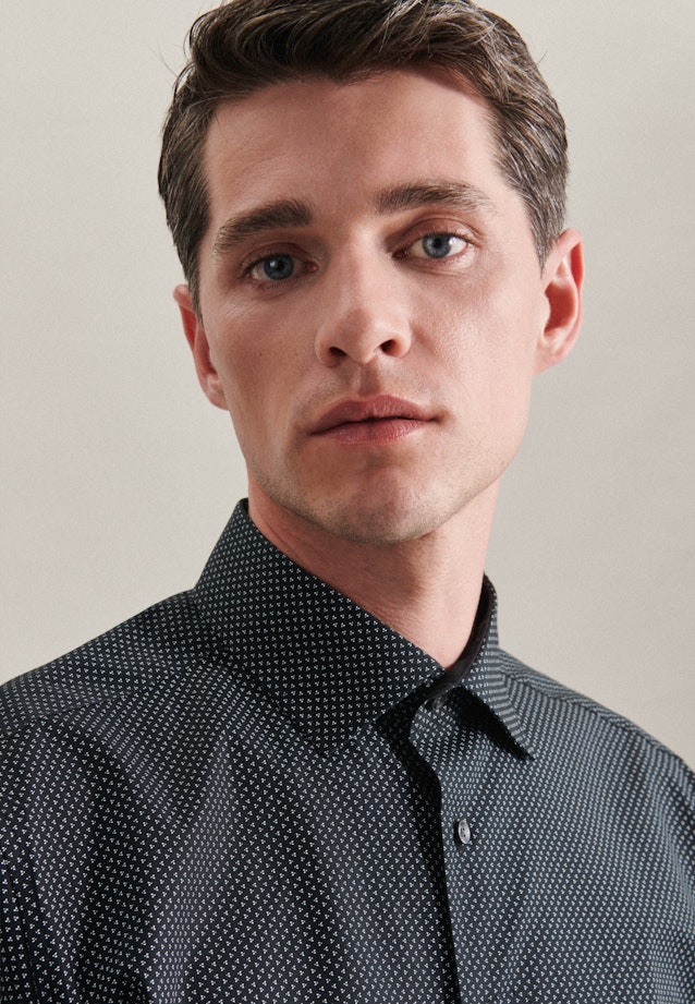 Regular Business Hemd Druck in Schwarz |  Seidensticker Onlineshop