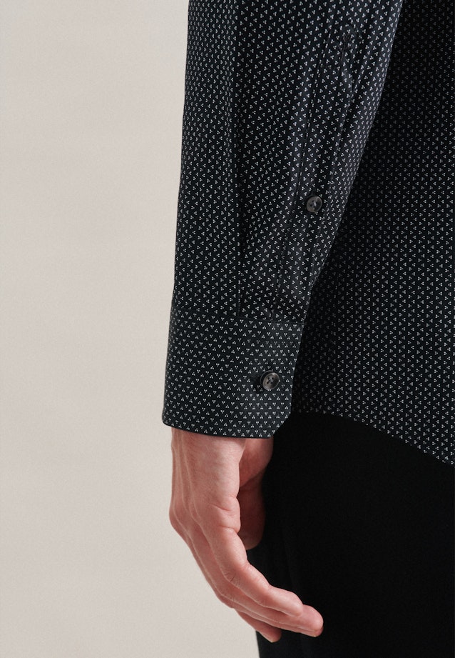 Regular Business Hemd Druck in Schwarz |  Seidensticker Onlineshop