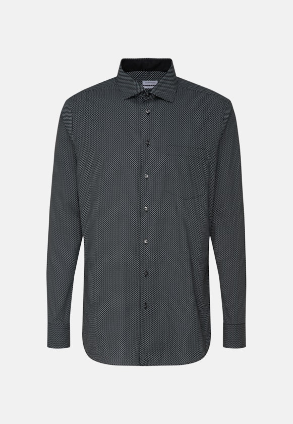 Regular Business Hemd Druck in Schwarz |  Seidensticker Onlineshop