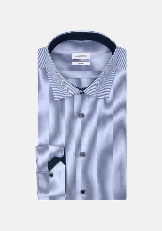 Non-iron Poplin Business Shirt in Shaped with Kent-Collar and extra long sleeve in Medium Blue |  Seidensticker Onlineshop