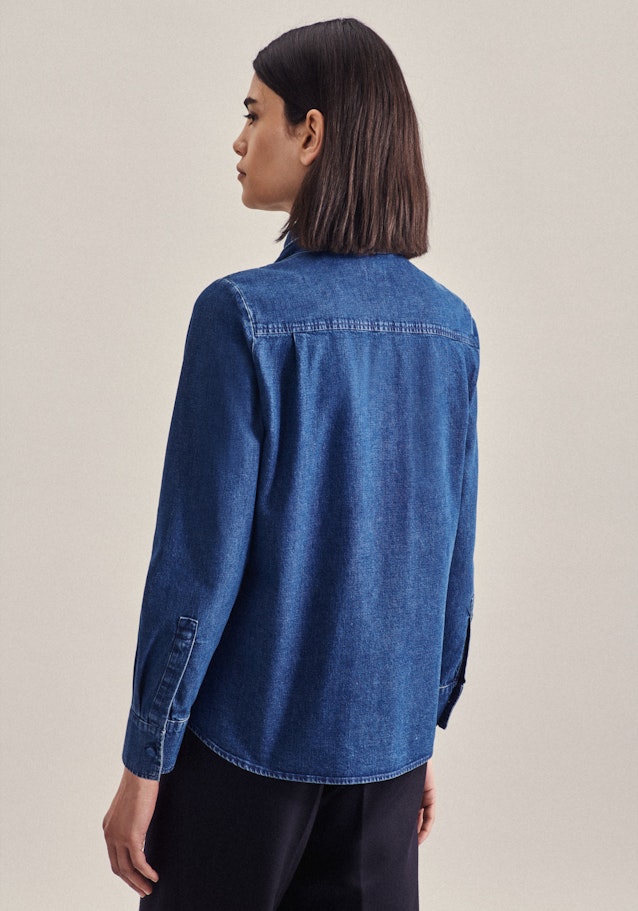 Regular Fit Schluppenbluse Uni in Dunkelblau | Seidensticker Onlineshop