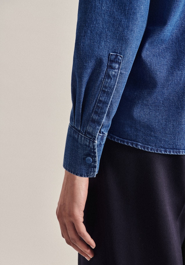 Regular Fit Schluppenbluse Uni in Dunkelblau | Seidensticker Onlineshop