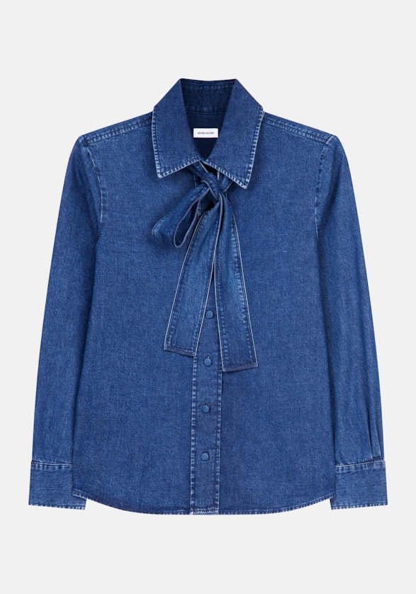 Regular Fit Schluppenbluse Uni in Dunkelblau | Seidensticker Onlineshop