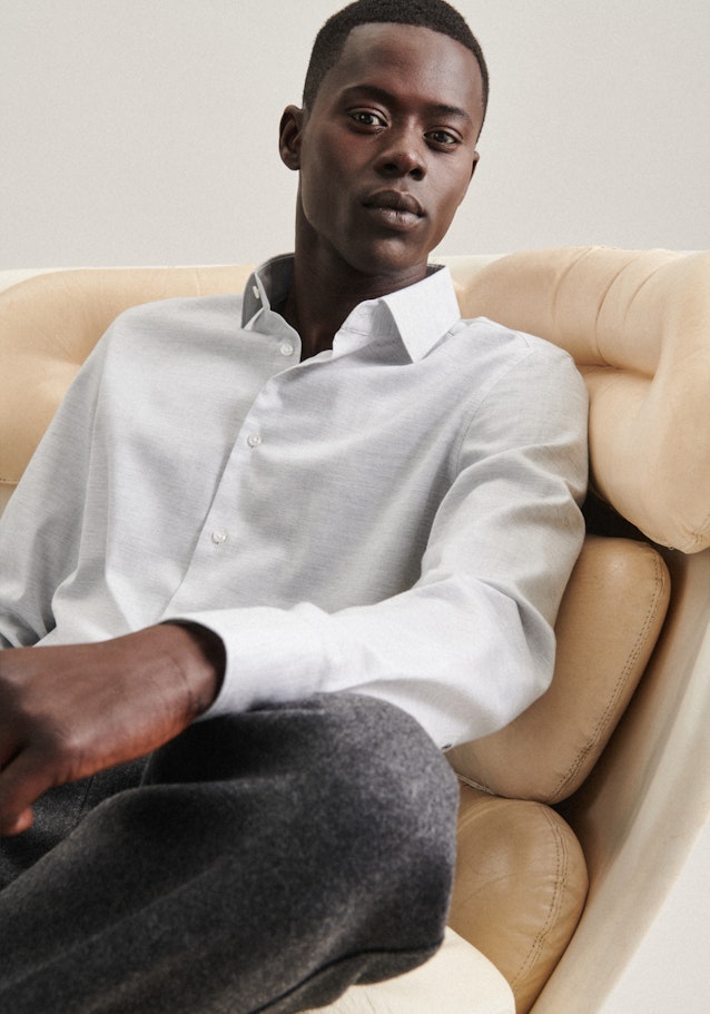 Easy-iron Twill Business Shirt in Slim with Kent-Collar in Grey | Seidensticker Onlineshop